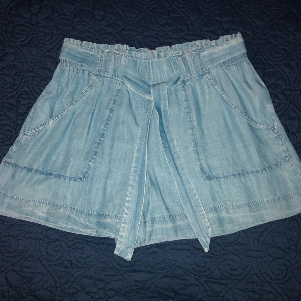 Indigo Rein Blue Chambray Paperbag Waist Shorts, Sz Jr XL